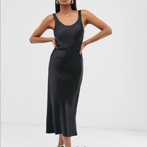 Asos design scoop neck satin midi dress